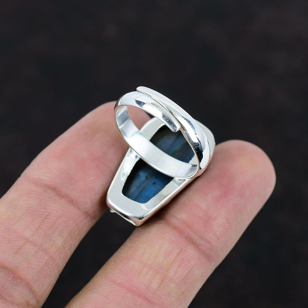 Кольцо с лабрадоритом Кольцо с драгоценным камнем Антикварные ювелирные изделия Кольцо ручной работы Кольцо из стерлингового серебра 925 пробы Регулируемое кольцо Ювелирные изделия из настоящего лабрадорита Подарки для нее