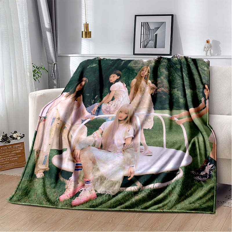 3D Printed Flannel Blanket I-ILLIT Combo K-POP Home Sofa Bed Blanket | Birthday Gift, Customizable