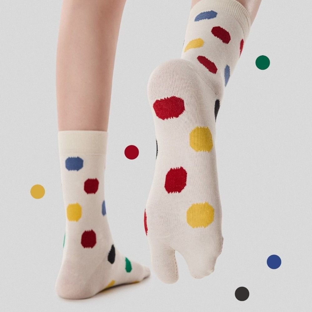 Split Toe Design Mid Tube Socks Breathable Women's Cotton Socks Kawaii Toe Socks Casual