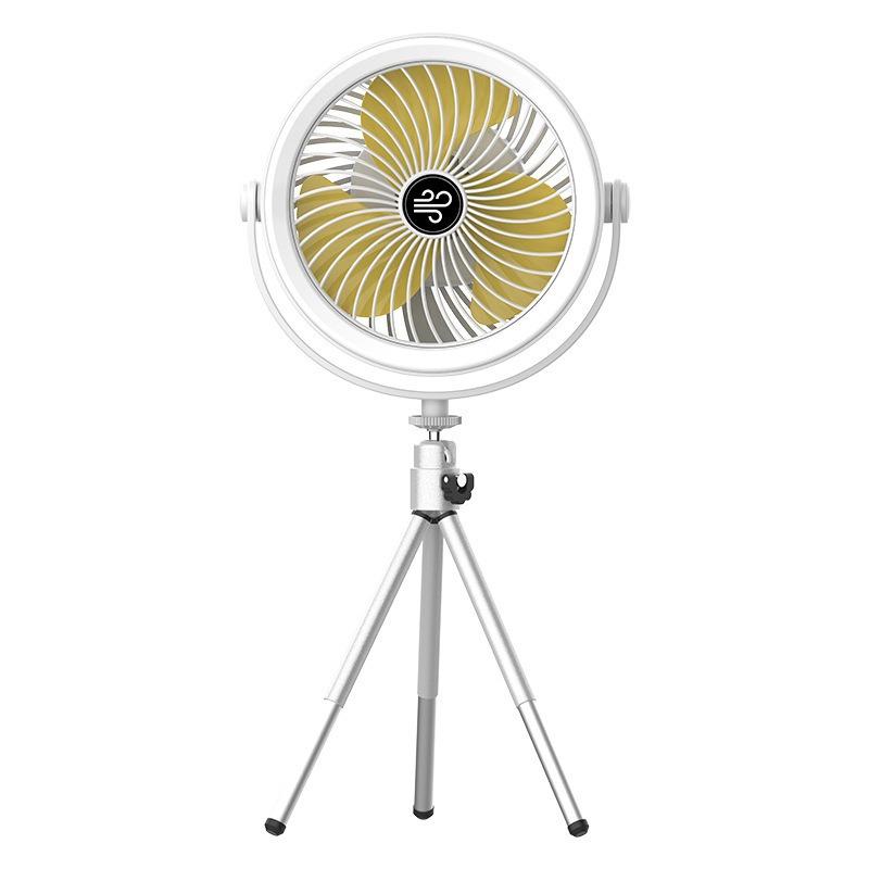 Outdoor Tripod Fan Portable Camping Fan With LED Light 3 Speed Adjustable Air Circulator Fan Rechargeable Outdoor Foldable Fan