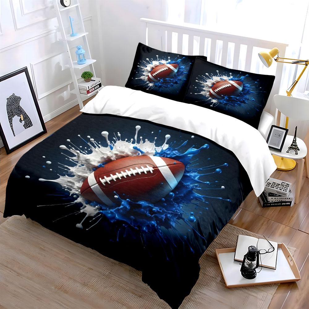 Sports-Themed Splashes Football Gear kid's and adults' bedroom decor, Exquisite three-piece bedding set gift
