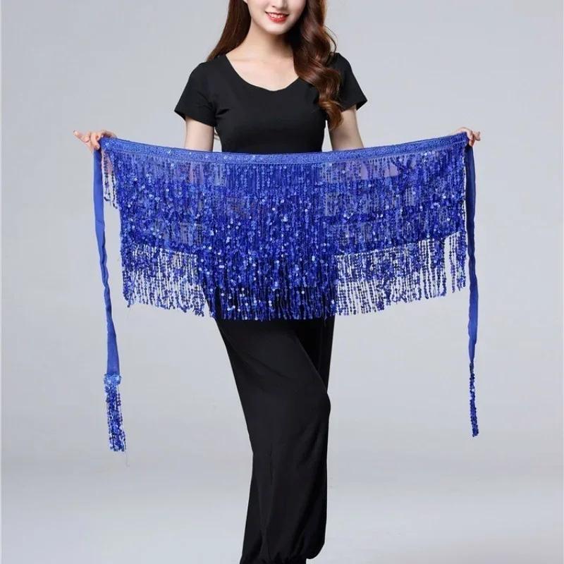 Цепочка на талию для танца живота Новая Блестящая Многослойная с Кисточками Накидка на талию Индийский Танцевальный Выступление Практика Ремень Поясной платок Юбка Поясной платок