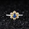 Color Treasure Jewelry Набор из стерлингового серебра S925 с натуральным сапфиром Кольцо Женское Подсолнух Мода Премиум Кольцо на указательный палец
