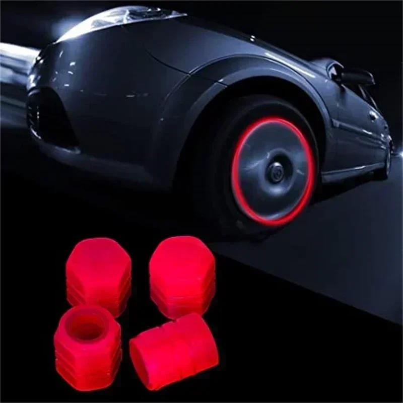 4/20PCS Luminous Car Tire Valve Cap Fluorescent Night Glowing Decor Motorcycle Bike Wheel Nozzle Dustproof Tyre Valve Stem Caps Tire Chucks 1