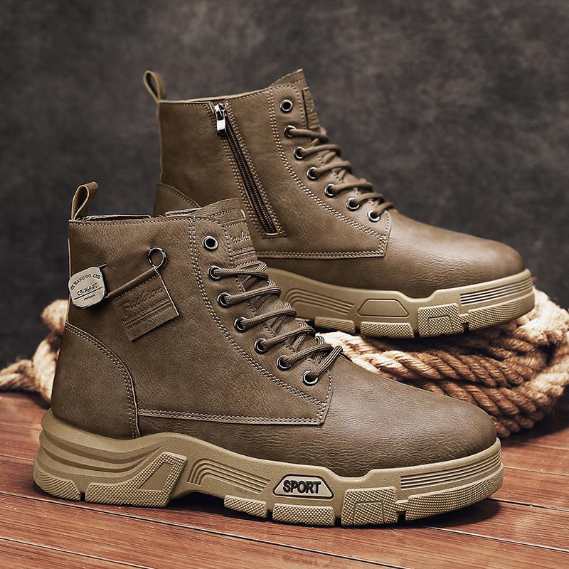 Martin Boots Men's 2025 Autumn New High-top British Style Mid-top Leather Boots Tooling Waterproof Heightening Men's Leather Boots