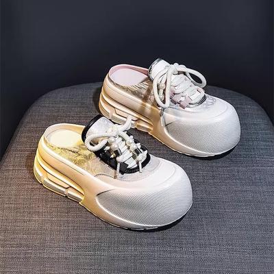 Иностранные торговые женские тапочки резиновая сумка голова плоское дно удобная толстая подошва увеличение внешнего износа ленивая одна педаль Douyin взрыв