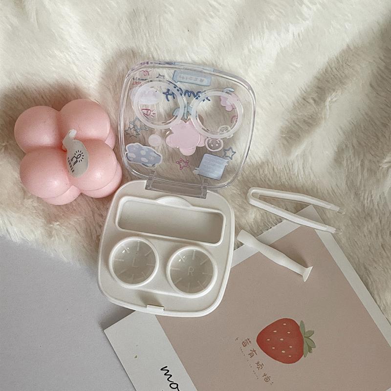 Cute Portable Contact Lens Box For Girls Minimalist Mini Contact Lens Storage Container Contact Lens Case Travel Kit