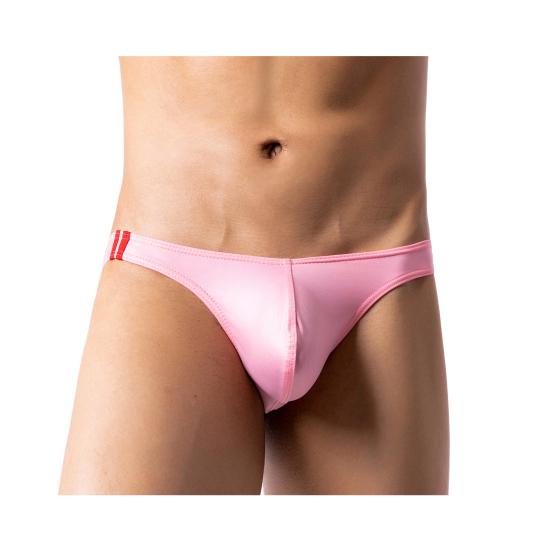 Men Briefs Low-rise Imitation Leather Design Thongs Solid Color Comfortable Fit Tight Cut Sexy Panties