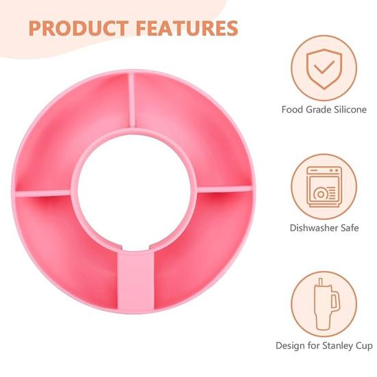 Силиконовое кольцо для закусок с 4 отделениями, идеально подходит для контейнера для закусок, простые многоразовые тарелки для закусок для чашки на 40 унций