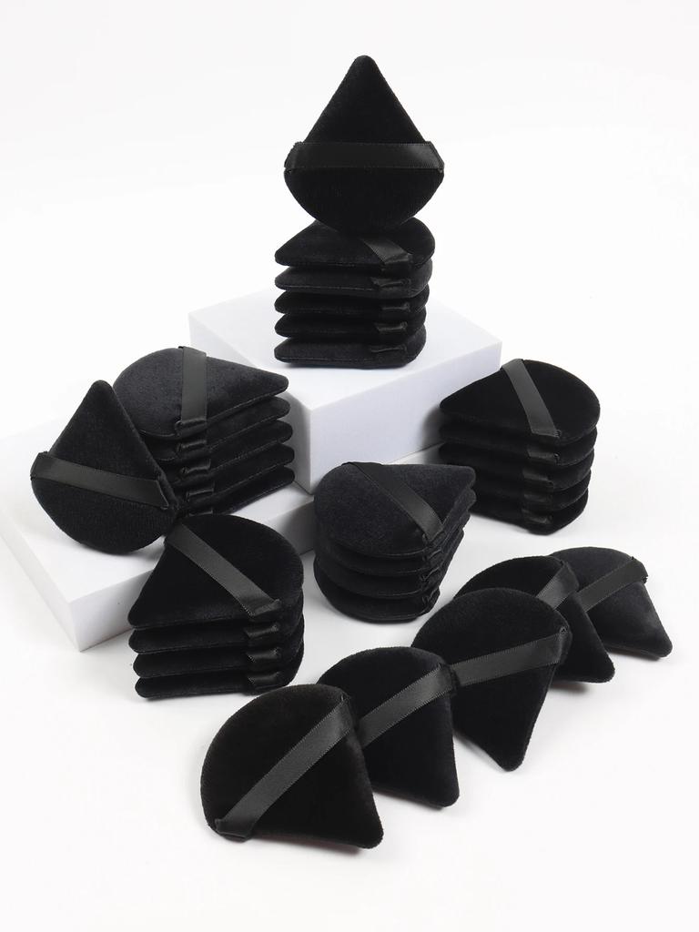 Черная треугольная пуховка для лица, губка для макияжа, мягкий бархатный спонж, миксер для косметики, спонж для тональной основы, аксессуар для макияжа