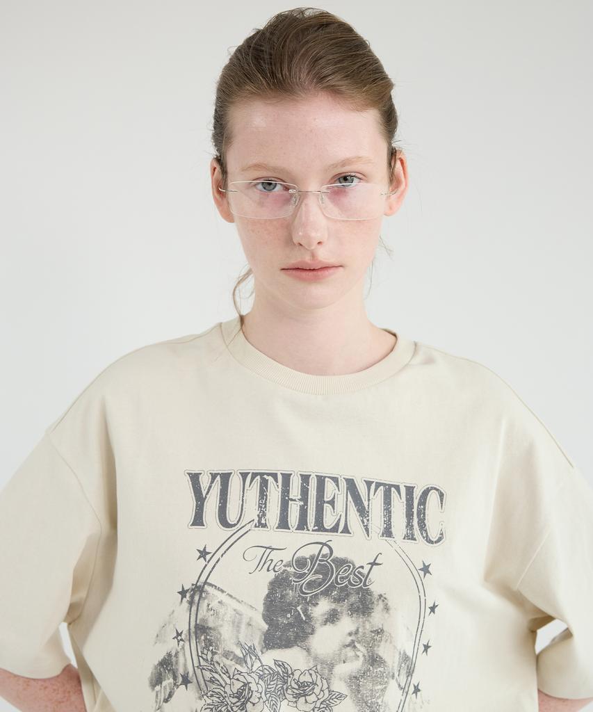 Yusentig Ангел Винтаж Футболка Кремовый Aw5Me4399A
