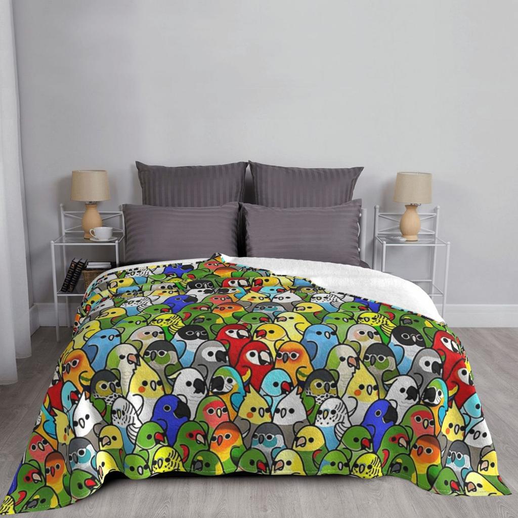 Parrot Bird Blanket Flannel Decoration Too Many Squad Portable Home Bedspread