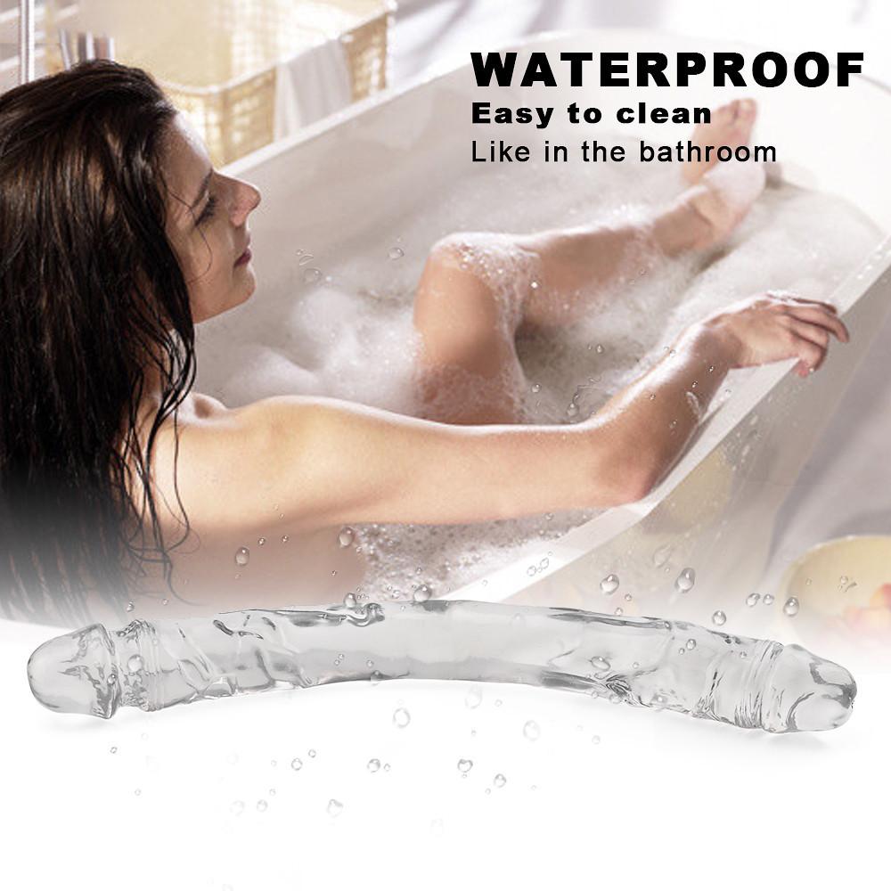 Супер длинный мягкий гибкий желейный фаллоимитатор с двойной головкой, лесбийская вагинальная анальная пробка, массажные секс-игрушки для женщин, искусственный пенис, реалистичный фаллоимитатор