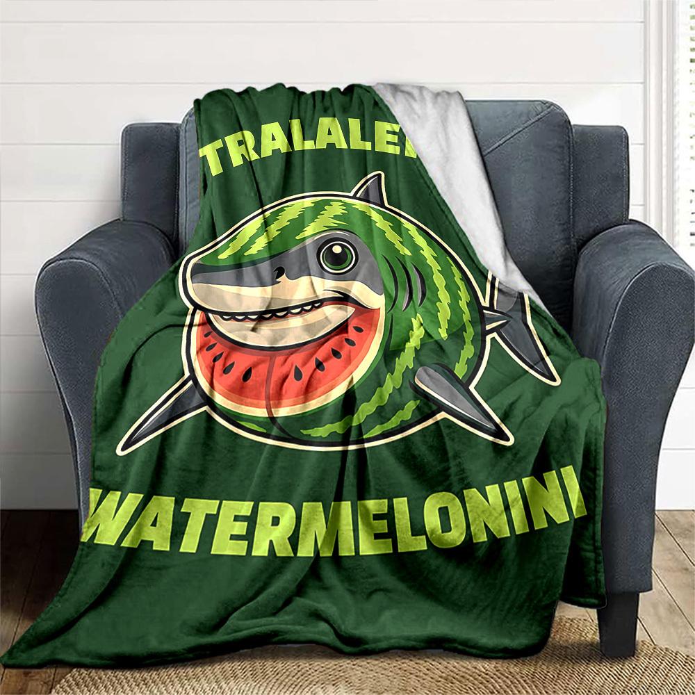 1 шт. Плед Watermelonini Tralalero Мягкий Фланелевый, Уютный Всесезонный Полиэстер, Идеально для Дома, Офиса