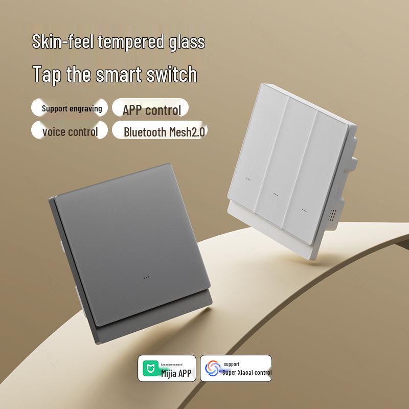 Ультратонкий умный выключатель с двойным управлением, Bluetooth, WiFi 2.0, голосовым управлением и подключением через мобильное приложение, совместим с Mijia