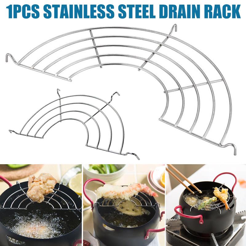 Stainless Steel Thick Line Semicircle Hanging Pan Frying Drain Line Rack Kitchen Accessories Home Fried Food Oil Drip Filter6