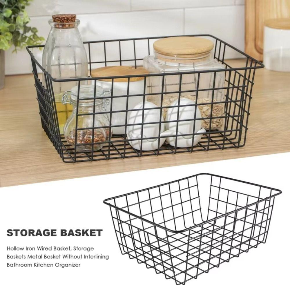 With Built-in Handle Storage Basket Large Capacity Sundries Container for Bathroom Kitchen