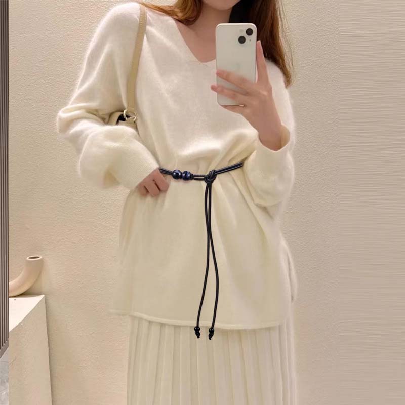 Новый китайский стиль поясная веревка тонкий ремень для женщин этнический стиль кожаная веревка бисерное платье длинная веревка завязанная поясная цепочка ювелирные изделия