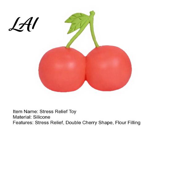 Squeeze Cherry Toys Double Stress Relief Toy Soft Fake Tactile Flour Filling Sensory Fidget Toy for Hand Relaxation