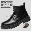 Мужские мотоботы с круглым носком, повседневная рабочая обувь, высокие, модные, нескользящие, трендовые, универсальные, деловые кожаные туфли, мужские ботинки