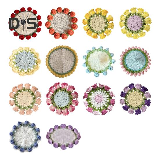 Подставка под букет роз крючком термостойкая самодельная вязаная цветочная кофейная кружка коврик для чашки кухонная столешница украшение стола