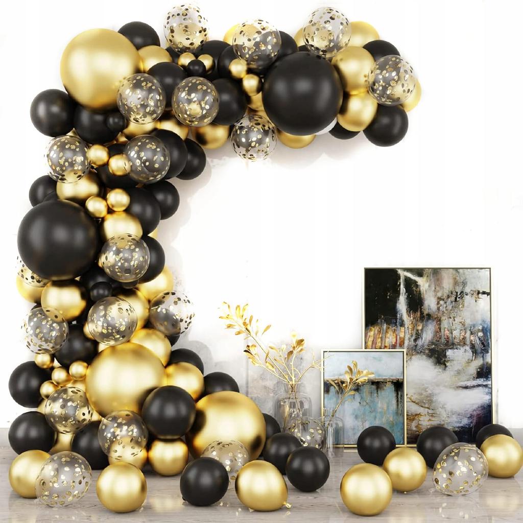Balloon Garland Gold Black 107 Pcs For Party Birthday Wedding