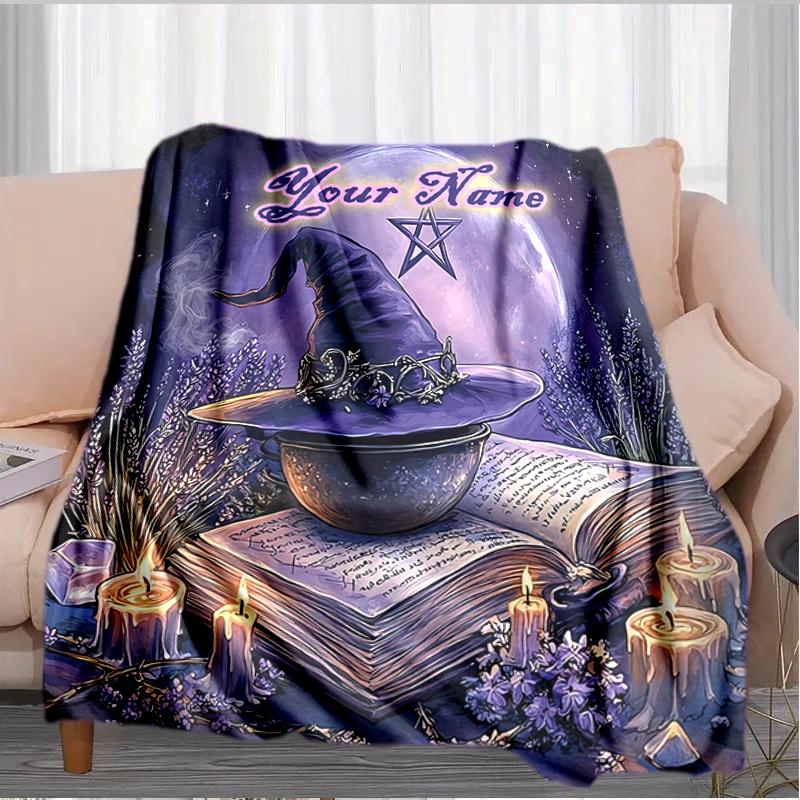 1PC Custom Name Witchcraft Spell Book blanket versatile,all-season throw suitable for the living room,bedroom,camping,travel,and gift