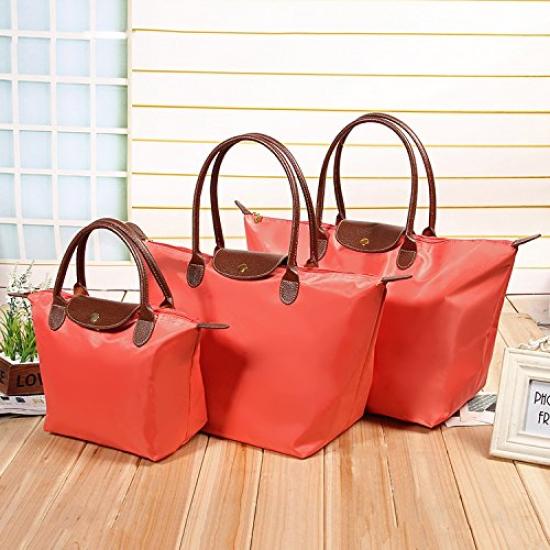 Tote Bag for for Large 3 Sizes [Blostirno] Women, Nylon, Foldable, Handbag, Waterproof, Commuting, Travel, Shopping, Capacity, (L, Navy)