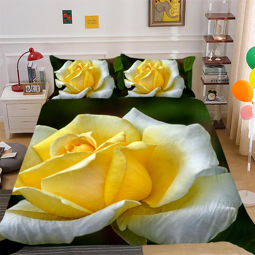 Комплект пододеяльников с 3D принтом цветов, постельное белье, двойной размер, полиэстеровые покрывала, модное домашнее постельное белье