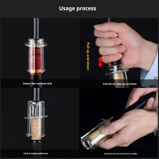 4 шт./набор Открывалка для бутылок 4-в-1 Насос для воздуха Открыватель под давлением Нож для фольги Надувной дозатор Вакуумная пробка Винные аксессуары
