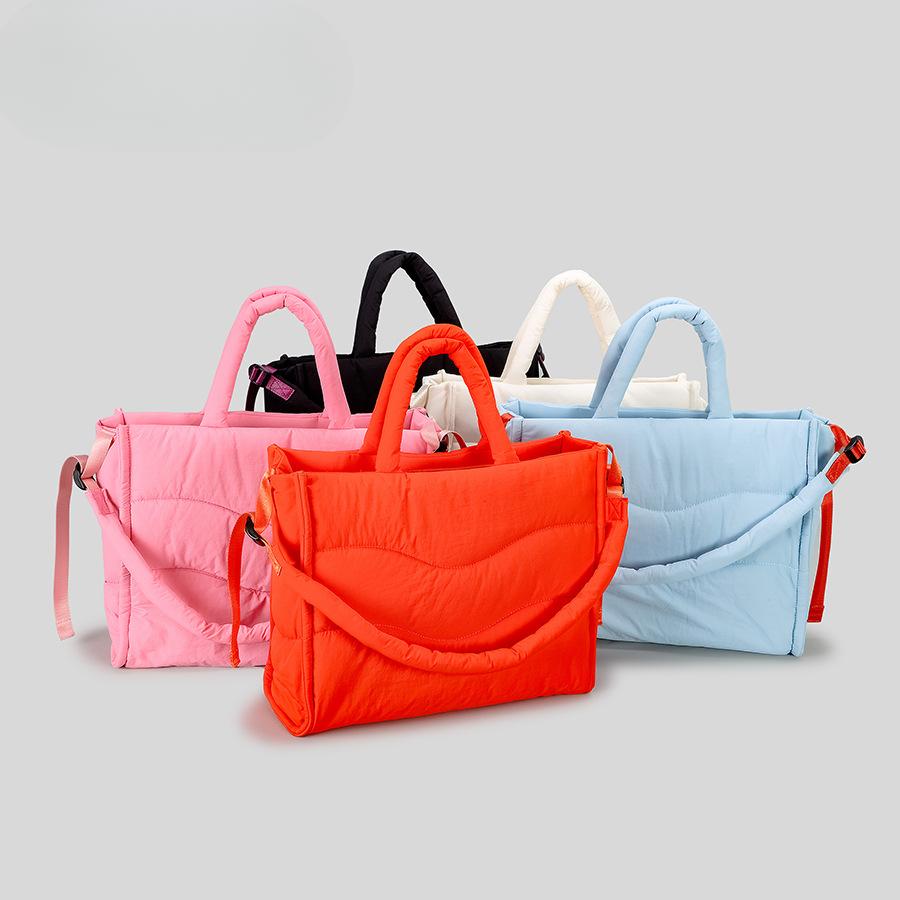 Сумка-тоут Большая вместимость Сэндвич-хлопок нейлоновая сумка через плечо женская модная компьютерная сумка