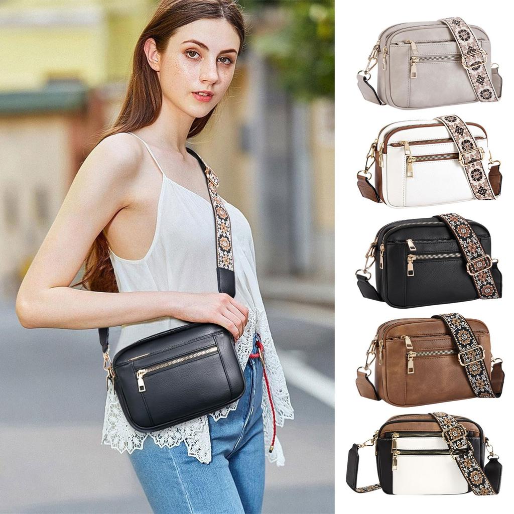 Handmade Colorful Straps Crossbody Leather Bags & Purse - Women's Fashion Handbag With Adjustable Strap