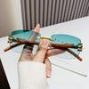 Новые модные безободковые солнцезащитные очки с обрезанным краем для мужчин и женщин, личностные леопардовые солнцезащитные очки с зеркальными дужками