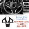 Carbon Fiber For BMW M6 E63 E64 2004-2010 Car Steering Wheel Trim Button Panel Frame Decoration Sticker Set Interior Accessories.