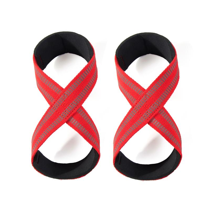 Custom Logo Nylon Figure 8 Weight Lifting Straps Anti-Slip No Stretch Unisex Gym Workout Powerlifting Wrist Straps