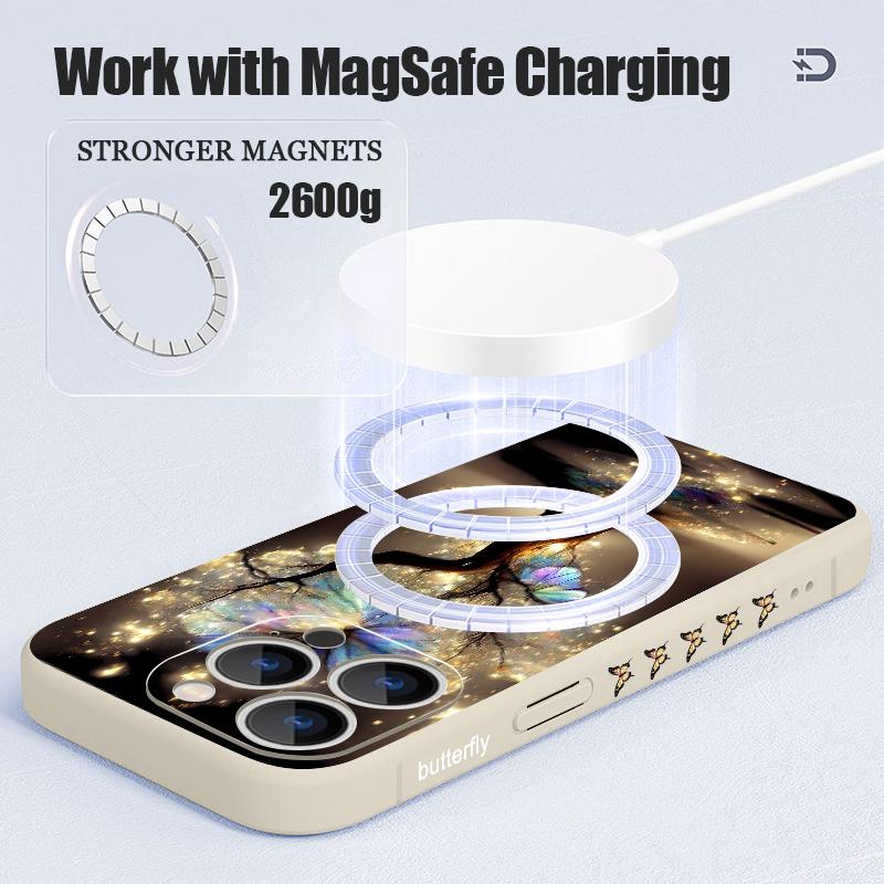 Светящийся Фантастический Дерево Бабочка Чехол Для iPhone 17 Pro Max Магнитный Для Magsafe Силиконовая Крышка Для iPhone 16 Pro Max Funda iPhone 15 14 13 12 11 16E