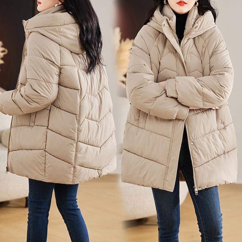 Mom's medium and long cotton clothes, hooded, thick and warm, multi-colored, spot merchants can buy small orders.