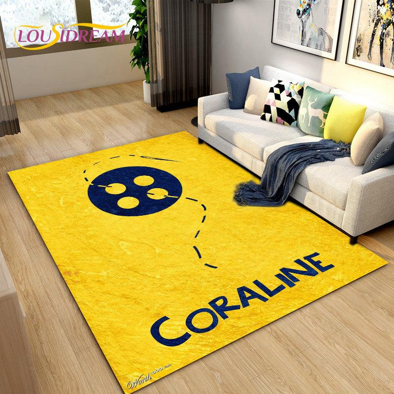 3D мультяшный ковер Coraline, ковер для гостиной, детская спальня, диван для йоги, детские игры, ползающий нескользящий напольный коврик