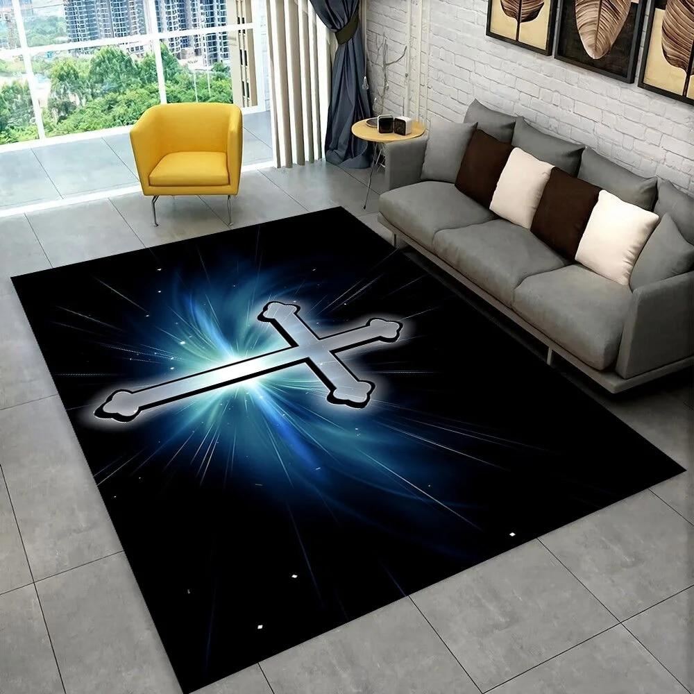 Коврик для молитвы с библейским крестом Иисуса, ковер для дома, гостиной, спальни, дивана, коврик для двери, декор для детской игры, нескользящий напольный коврик, подарок