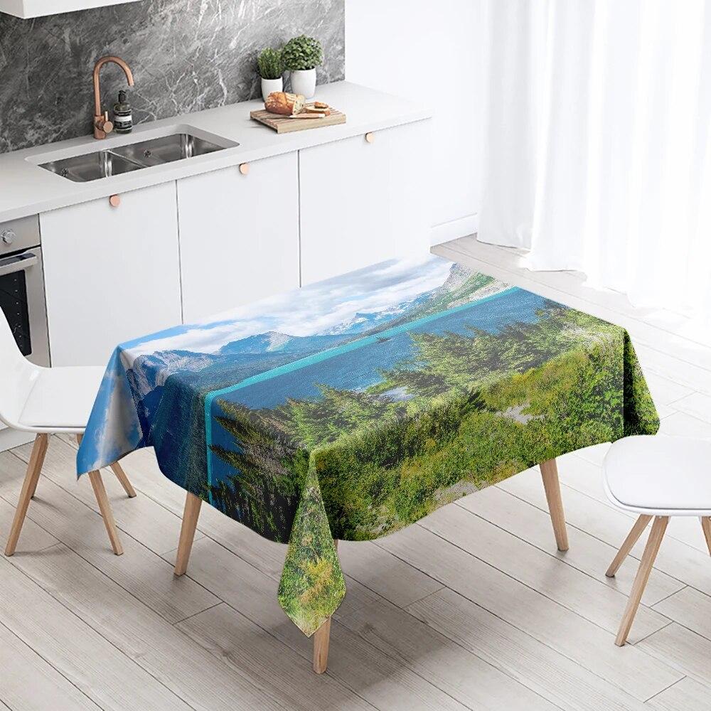 Natural Scenery Tablecloth Sunset  Anti-fouling Waterproof Rectangular Kitchen Dining Table Home Decoration