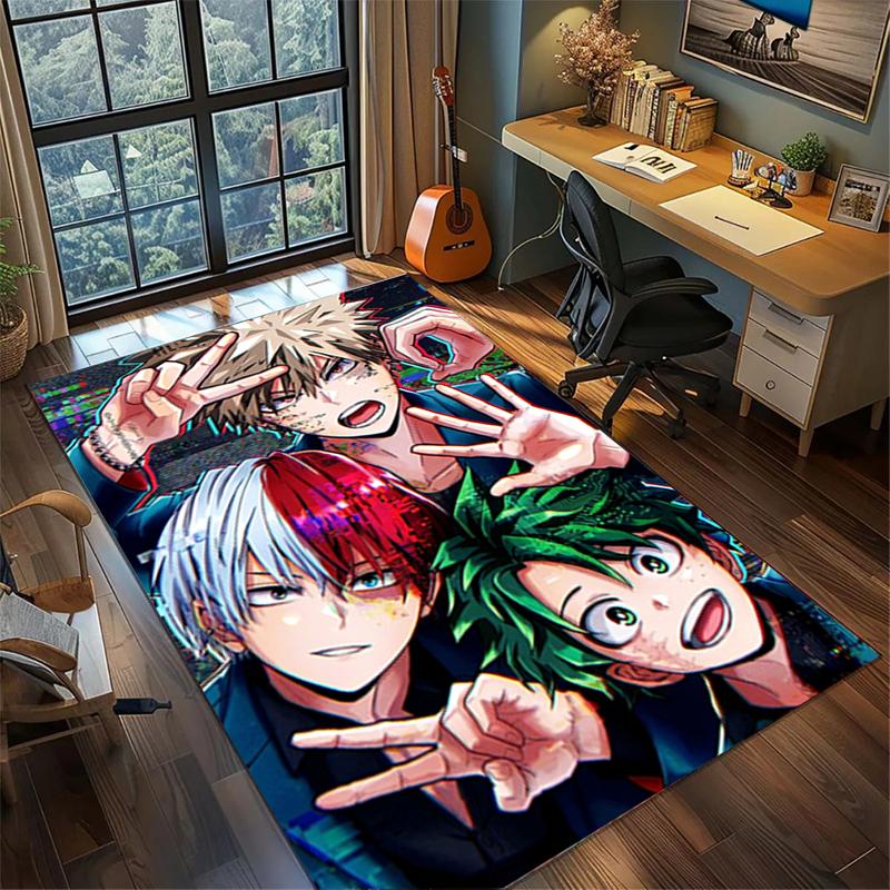 My Hero Academia Gamer Bedroom Mat Large Area Non Slip Washable Rug Home Floor Decor
