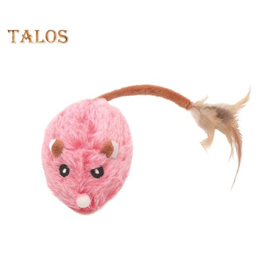 Электрическая мышь, игрушка для кошек, USB-перезаряжаемая интерактивная игрушка для котят с перьевым хвостом, автоматическая движущаяся плюшевая мышь для домашних кошек