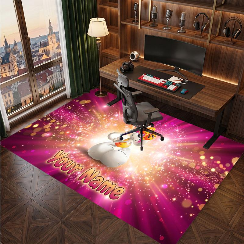 Diddl Personalized Crystal Velvet Carpet, Customized Name Text Soft Anti‑Slip Rug for Living Room Bedroom