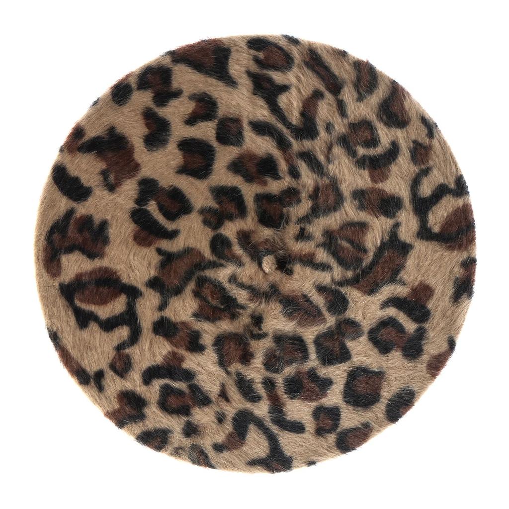 French Style Soft Winter Warm French Hat Leopard Print Hat Beret Berets for Women