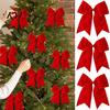 Decorative Velvet Ribbons 2Pcs Christmas Tree Bow Decors, Fabric Holiday Wreath Hanging Ornament Retro Ornaments for Home, Festive Garland Wedding