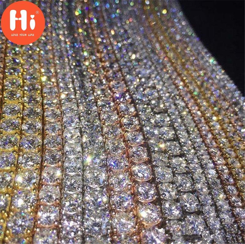 Привет хип-хоп блеск ледяной камень серебро желтое золото цвет теннисная цепочка мужские ожерелья