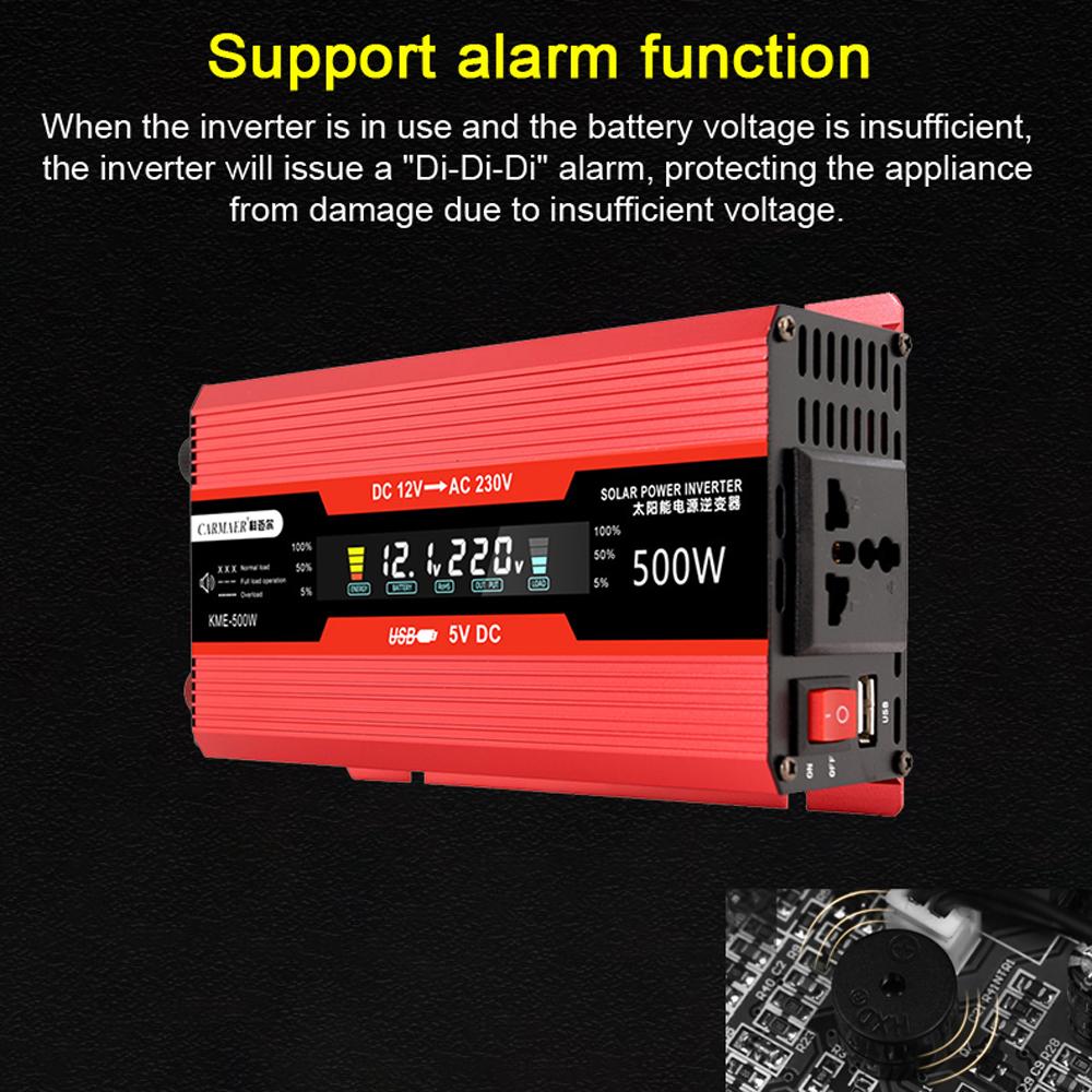 Автомобильный инвертор мощностью 1200 Вт, преобразователь переменного тока с 12 В до 220 В, солнечный инвертор с ЖК-дисплеем, цифровой модифицированный синусоидальный сигнал