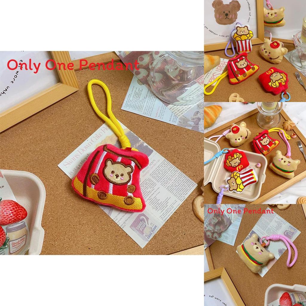 Plush Food Bear Keychain With Short Pile Fabric For Couples And Gift Giving