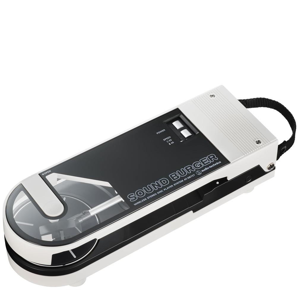 Audio-Technica AT-SB727 Soundburger Wireless Record Player, Portable, Compact, Lightweight, USB Charging, Bluetooth, Belt Drive, White (AT-SB727 WH)