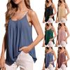 Women's Pleated Straps Camisole Tank Loose Casual Solid Color Sleeveless Top